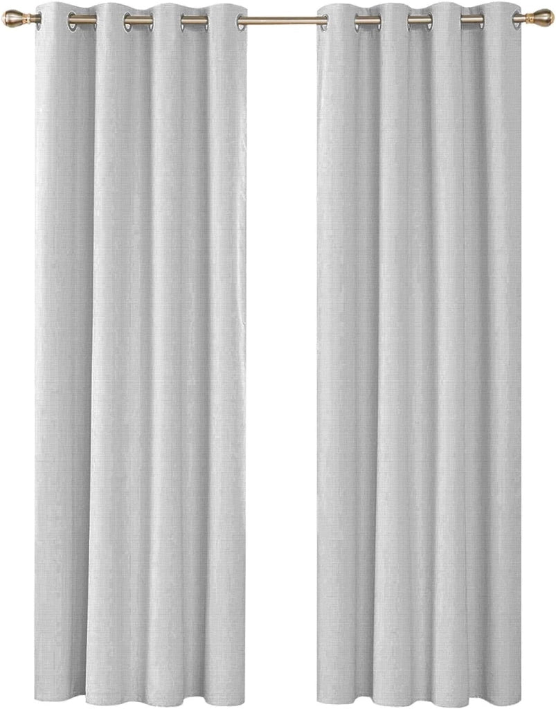 Tenda Porta Finestra Grigio 140x280 cm Tessuto Semitrasparente Coprente Occhielli Acciaio