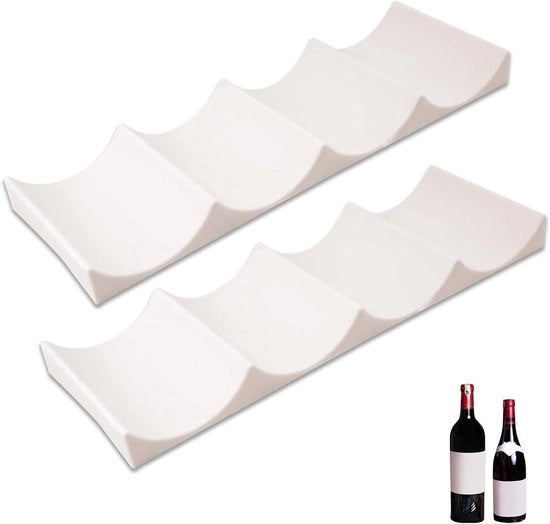 Organizzatore per bottiglie - 2 pezzi, supporto universale per contenitori - stivabile, organizzatore per la cucina con funzionalità per la sala da pranzo - bianco.
