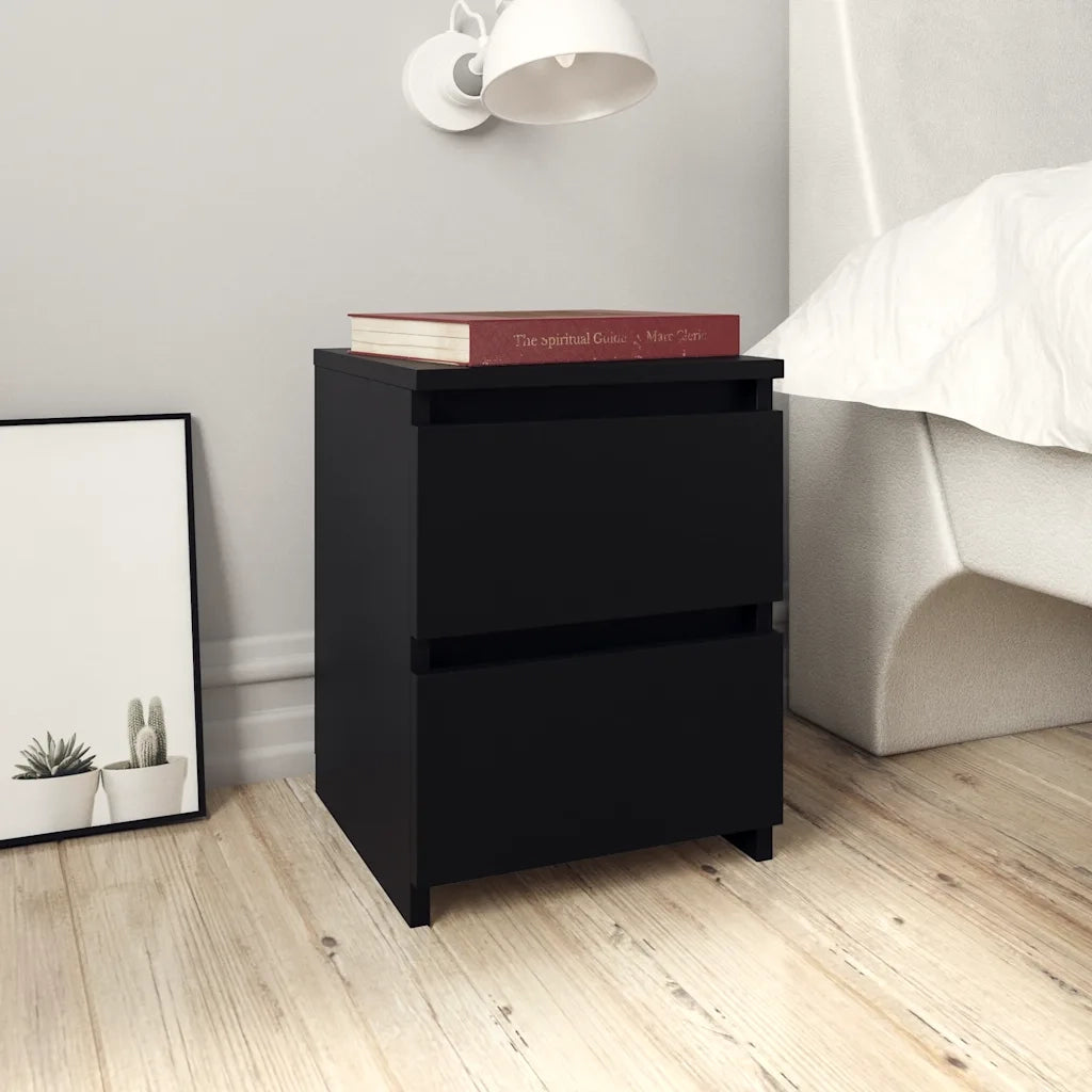 Comodini 2 pz-Set di 2 Tavolino da notte Neri 30x30x40 cm in Legno Multistrato