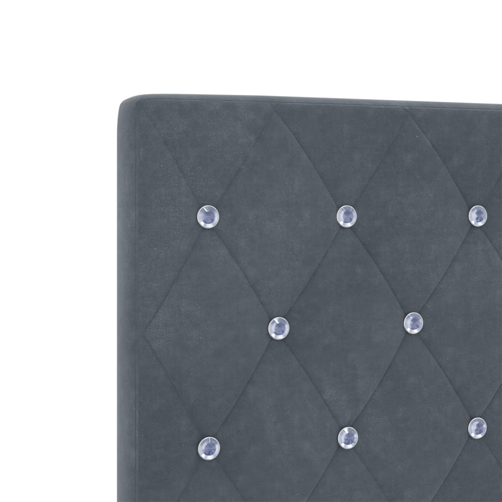Testiera LED con Bottoni di Cristallo Trapuntati Grigia Scura 100 cm Velluto