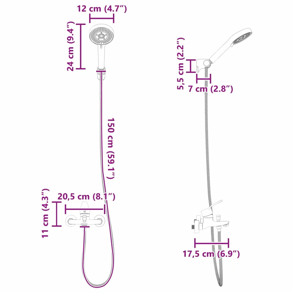 Set di doccia con soffione Nero G 1 / 2 pollici CFW3516587