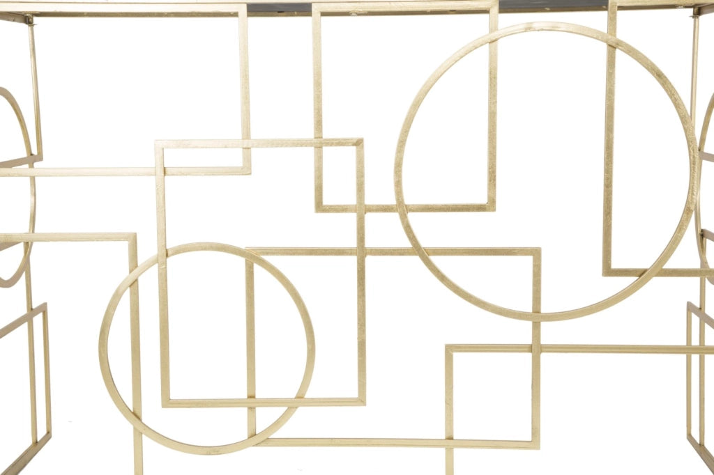 Console Marie 120x41x81 cm in Ferro e Vetro Oro e Nero