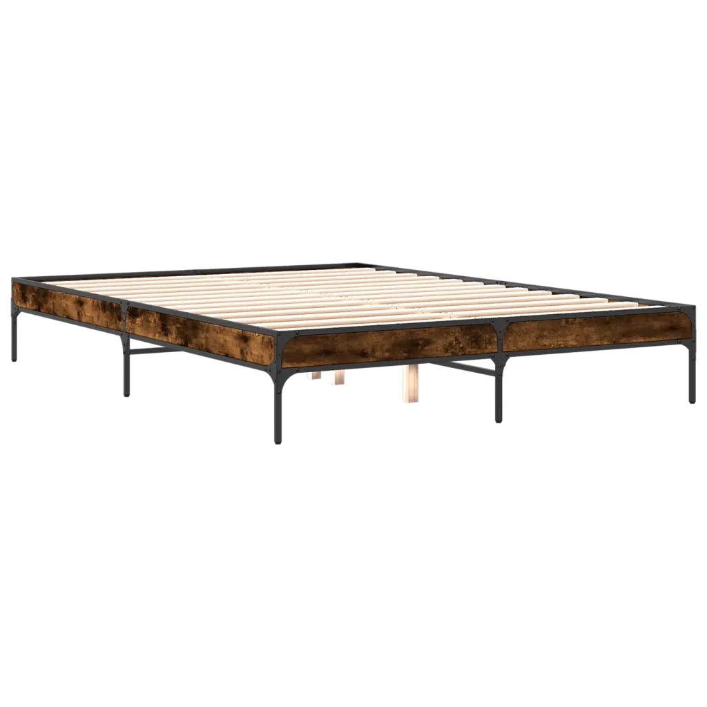 Giroletto-Struttura Letto Rovere Fumo 140x200 cm in Legno Multistrato Metallo 118096