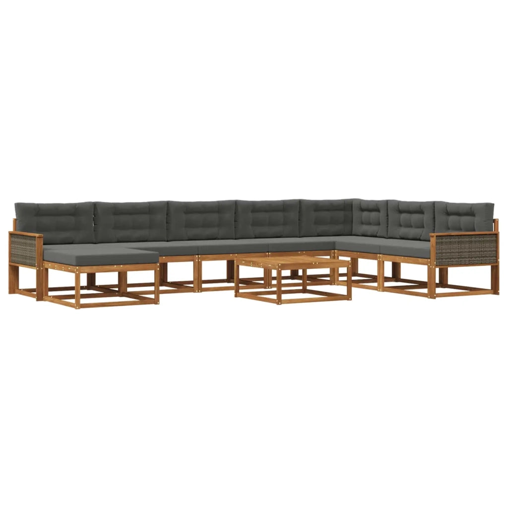 Set di divani da esterno con cuscino 9 pcs Naturale e Antracite 3382820
