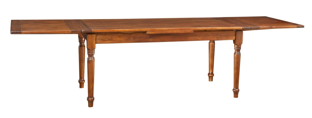 Biscottini Tavolo allungabile Country in legno massello di tiglio finitura noce. Made in Italy