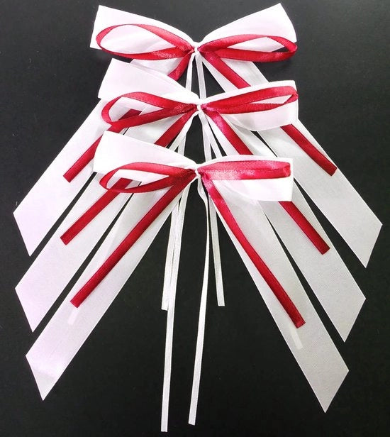 Decorazione per Matrimonio - Lint a Doppia Filiatura in Seta - Bianco e Rosso - Adatto per Feste e Regali