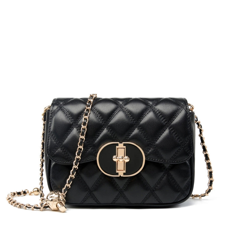 Borsa a tracolla da donna in vera pelle nera