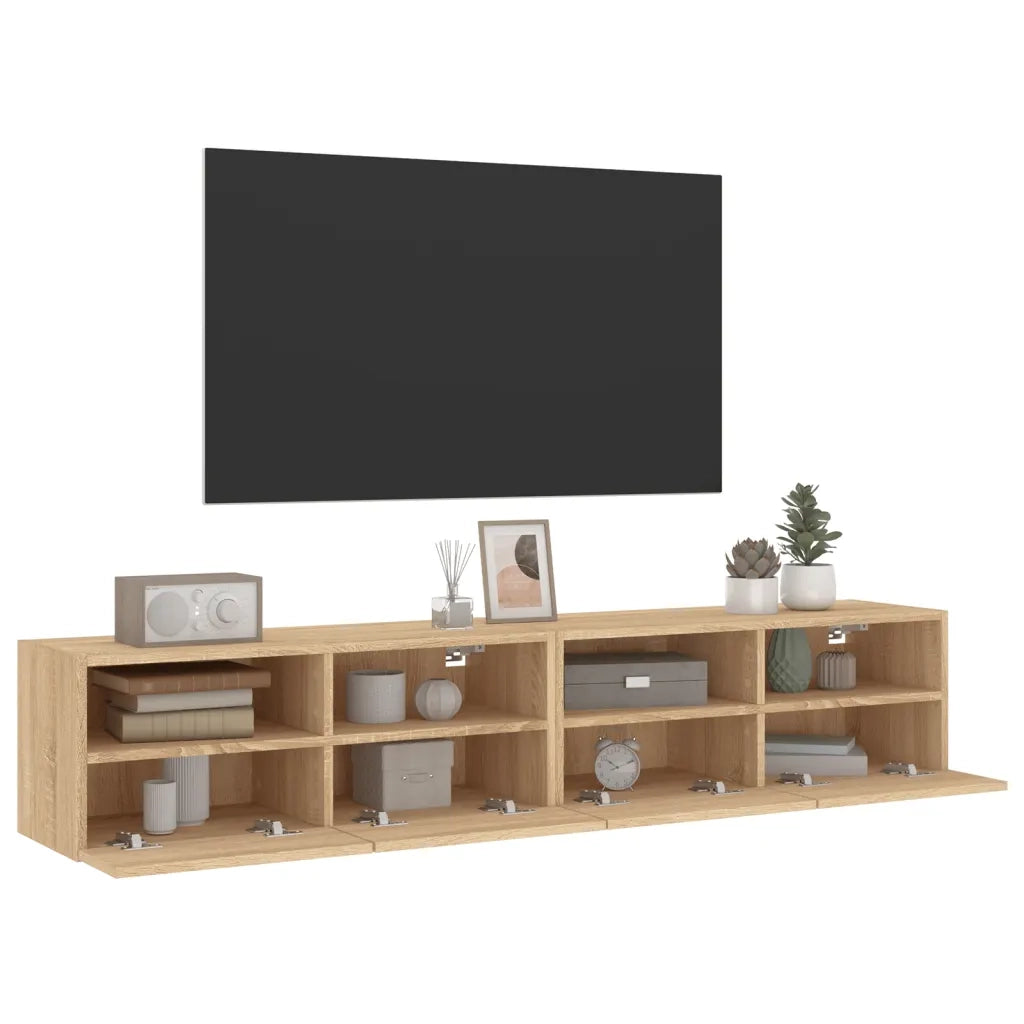 Mobili TV Parete 2pz Rovere Sonoma 80x30x30cm Legno Multistrato 836873