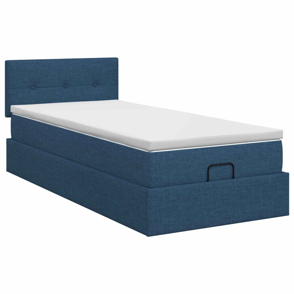 Letto ottomano con materasso Blu 100 x 200 cm Tessuto 3456308