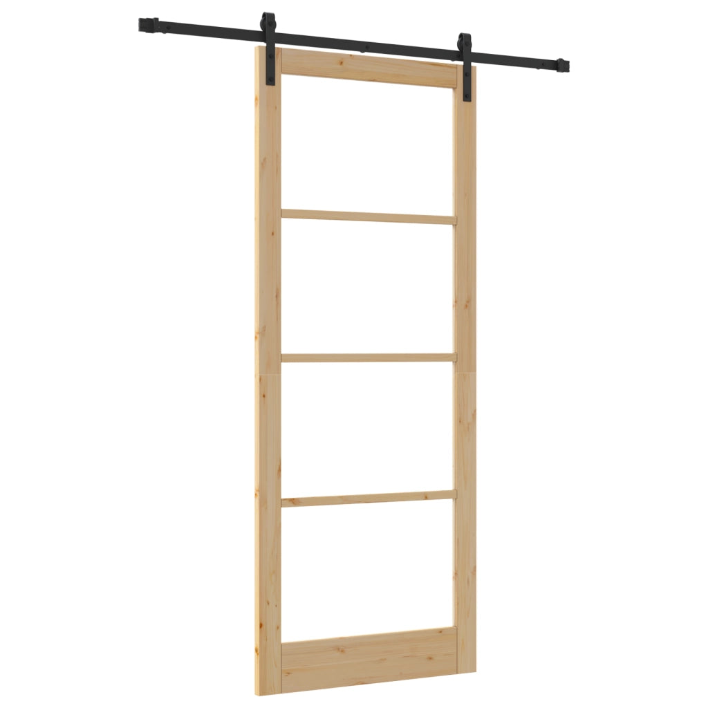 Porta scorrevole con set di accessori "ORKDAL" Legno massello e vetro