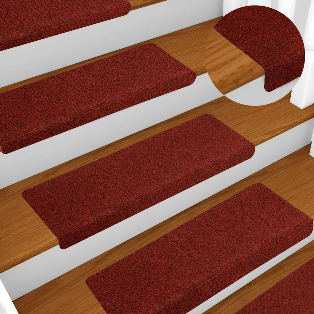 Tappetini per Scale Tessuto Agugliato 10 pz 65x25 cm Bordeaux cod mxl 58006