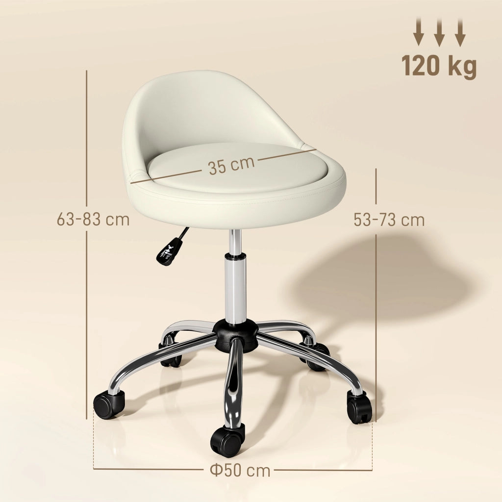 Sgabello Girevole Regolabile ¨C Zephmum ¨C Bianco 50x50x83