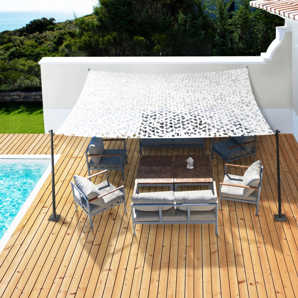 IDMarket - Tenda a vela parasole rettangolare design mimetico 3x4 M bianco