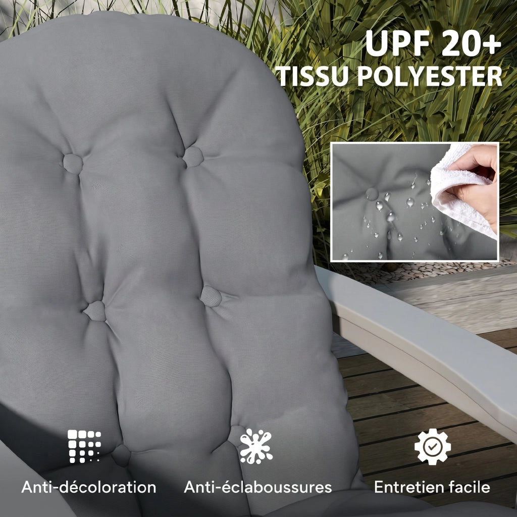 Cuscini per Sedie Adirondack ¨C zephmum ¨C 2 Pezzi, Grigio, Tessuto Imbottito