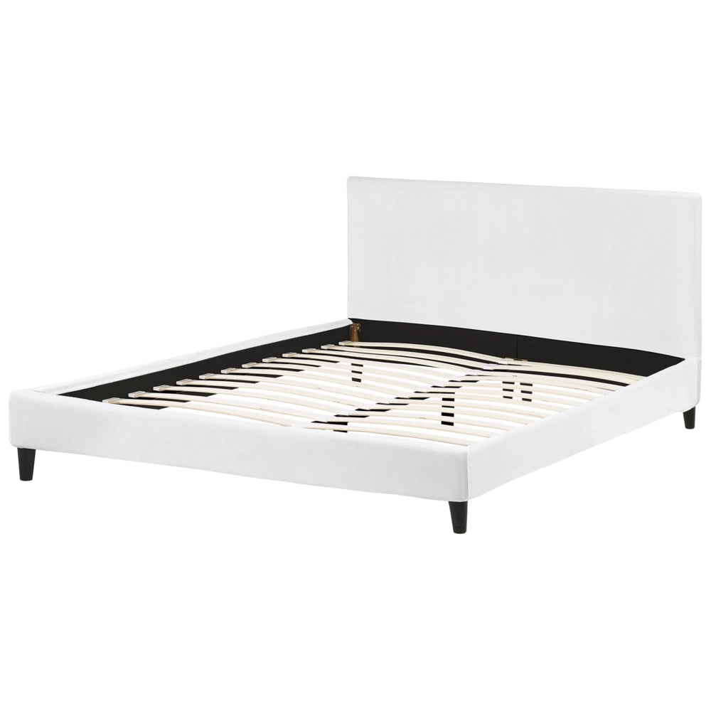 Letto a pannello EU Super King Size 180x200 cm con struttura a doghe in velluto bianco Contemporaneo