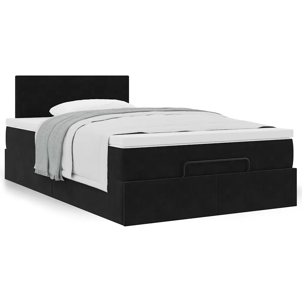 Struttura Letto Pouf con Materasso Nero 120x200 cm Velluto 3311695