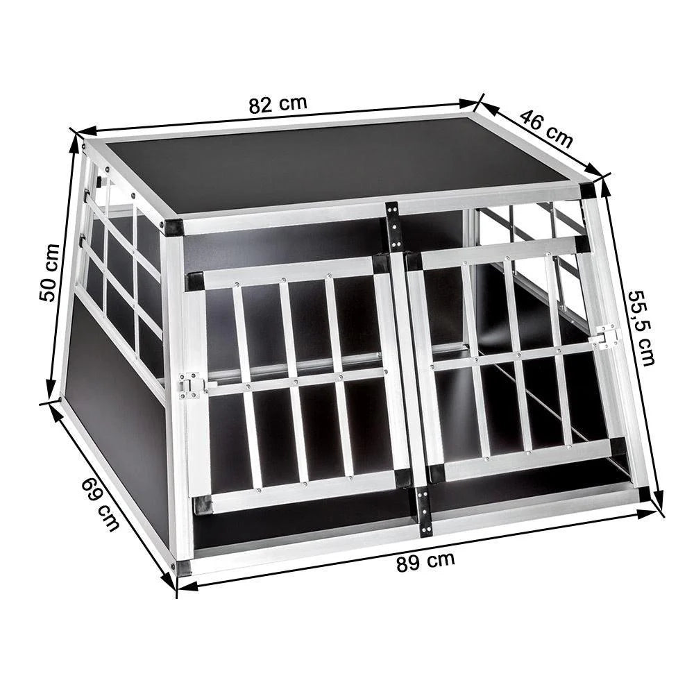 Gabbia/trasportino mobile in alluminio per cani 89 cm doppia 08_0000509