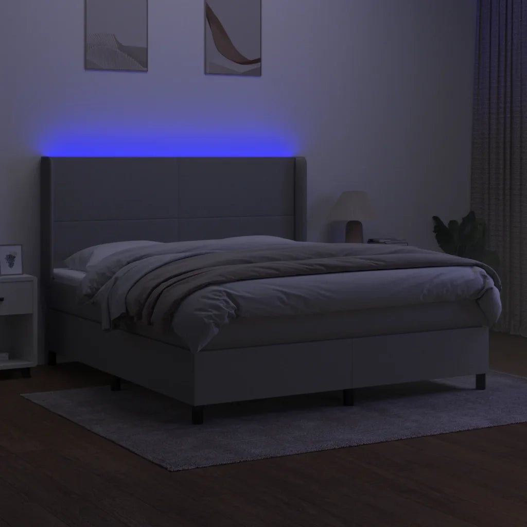 Letto a Molle Materasso e LED Grigio Chiaro 160x200 cm Tessuto 3138165