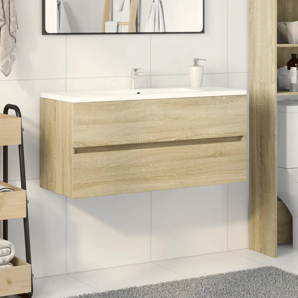 Mobile Lavabo Bagno Rovere Sonoma 100x38,5x45 cm in Truciolato 849639