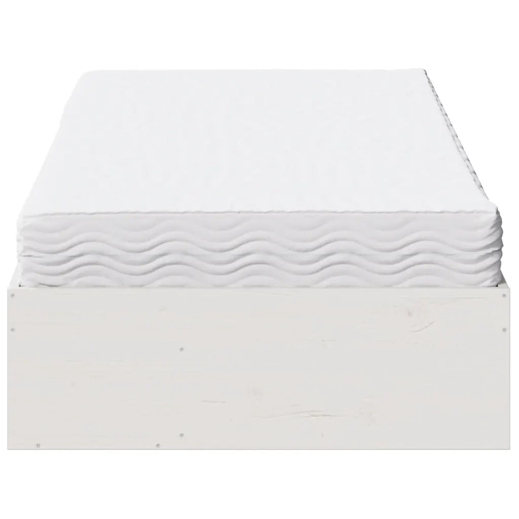 Dormeuse con Materasso-Divano Letto Bianco 100x200 cm Legno Massello Pino