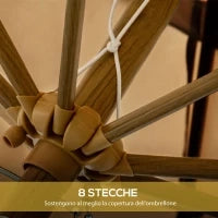Ombrellone da Giardino Inclinabile a 8 Stecche con Manovella e Prese d'Aria, 2.7x2.4 m, Cachi