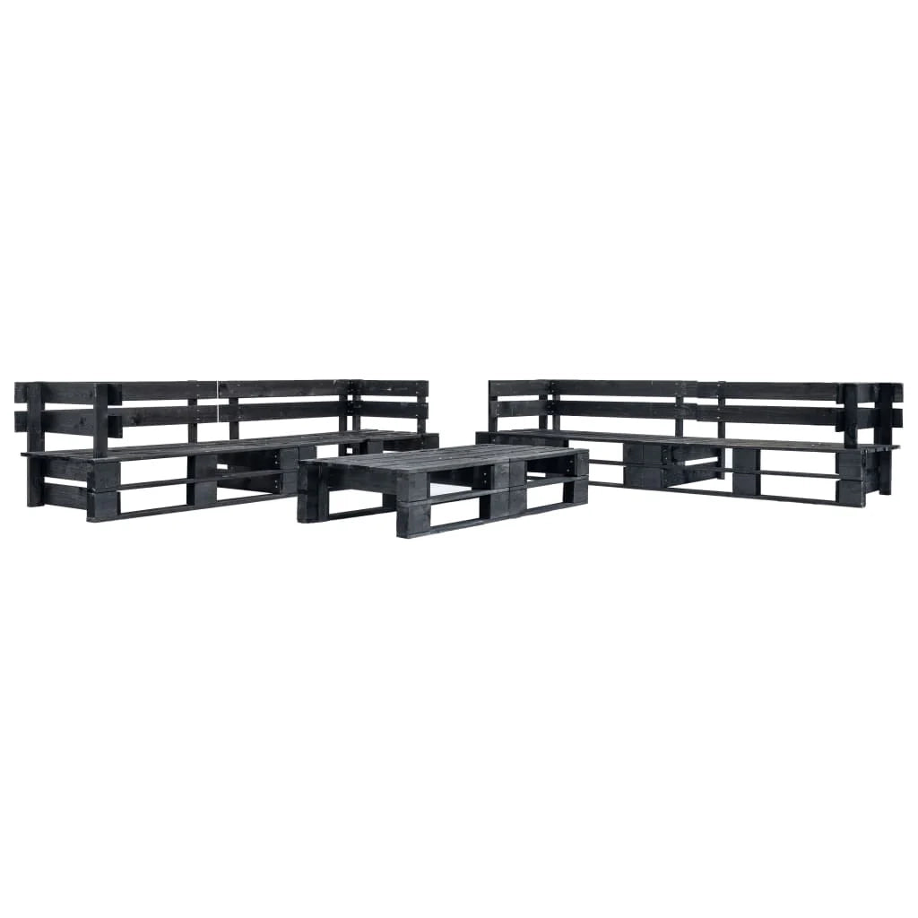 Divani da giardino 220 x 66 x 55 cm pallet 6 pezzi legno nero 02_0013324