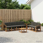 Set di divani da esterno con cuscino 8 pcs Naturale e Nero 3381824