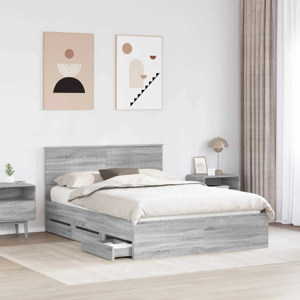 Struttura del letto con cassetto Grigio Sonoma 140 x 200 cm 3410705