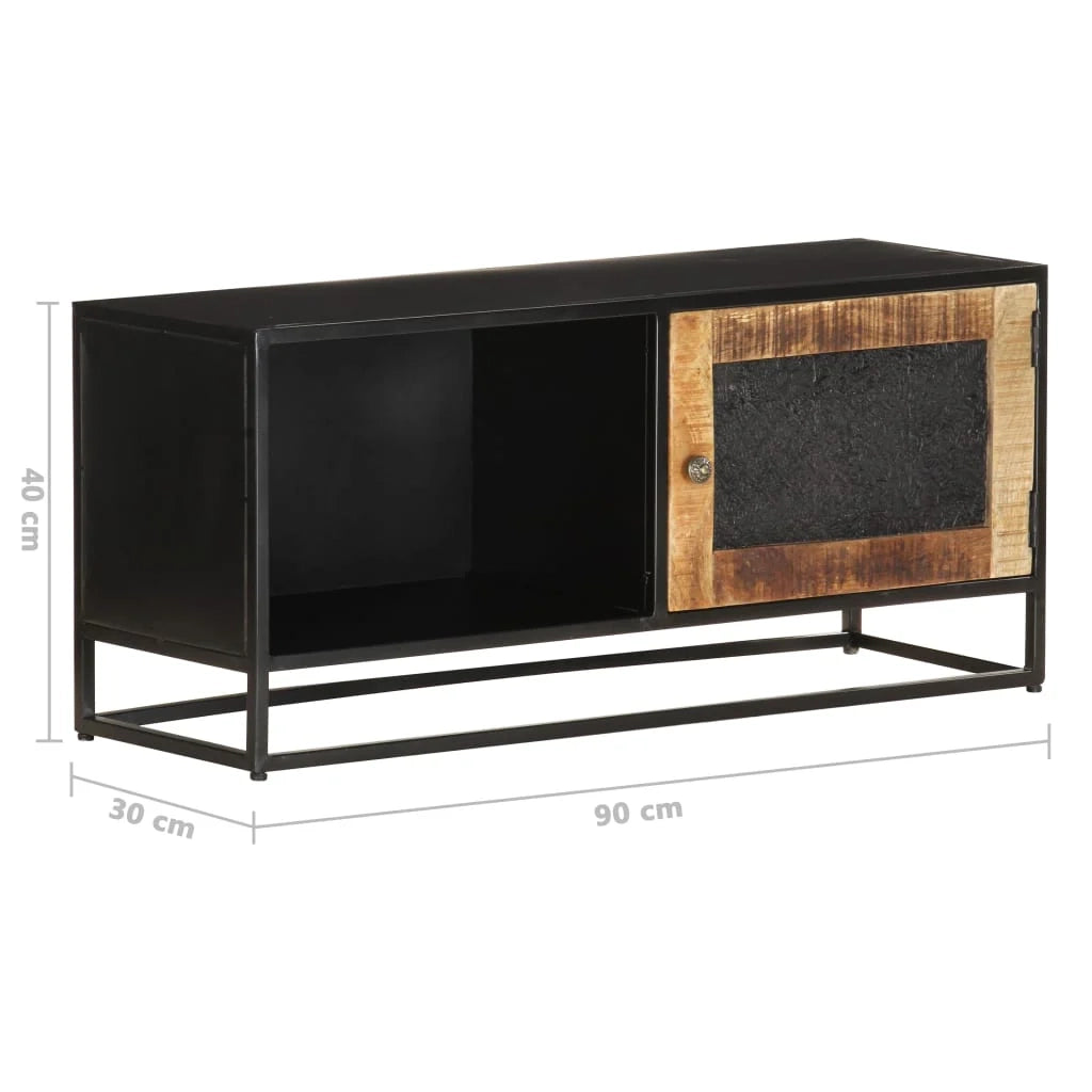 Mobile TV multimediale scaffale TV mobile TV sala da pranzo soggiorno camera da letto 90 x 30 x 40 cm legno di mango marrone grezzo 02_0026329
