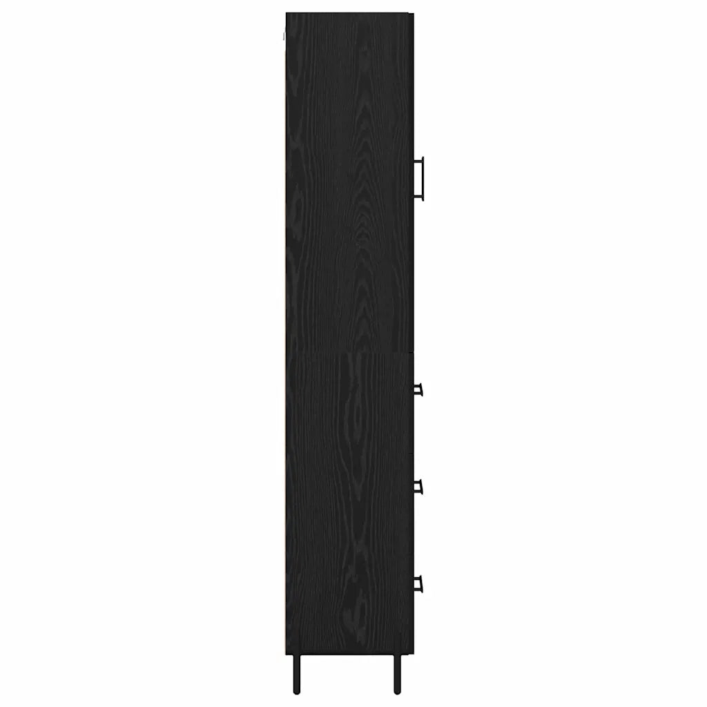 Credenza | Madia | Buffet da pranzo | Armadio da pranzo Rovere Nero 34,5 x 34 x 180 cm Legno multistrato