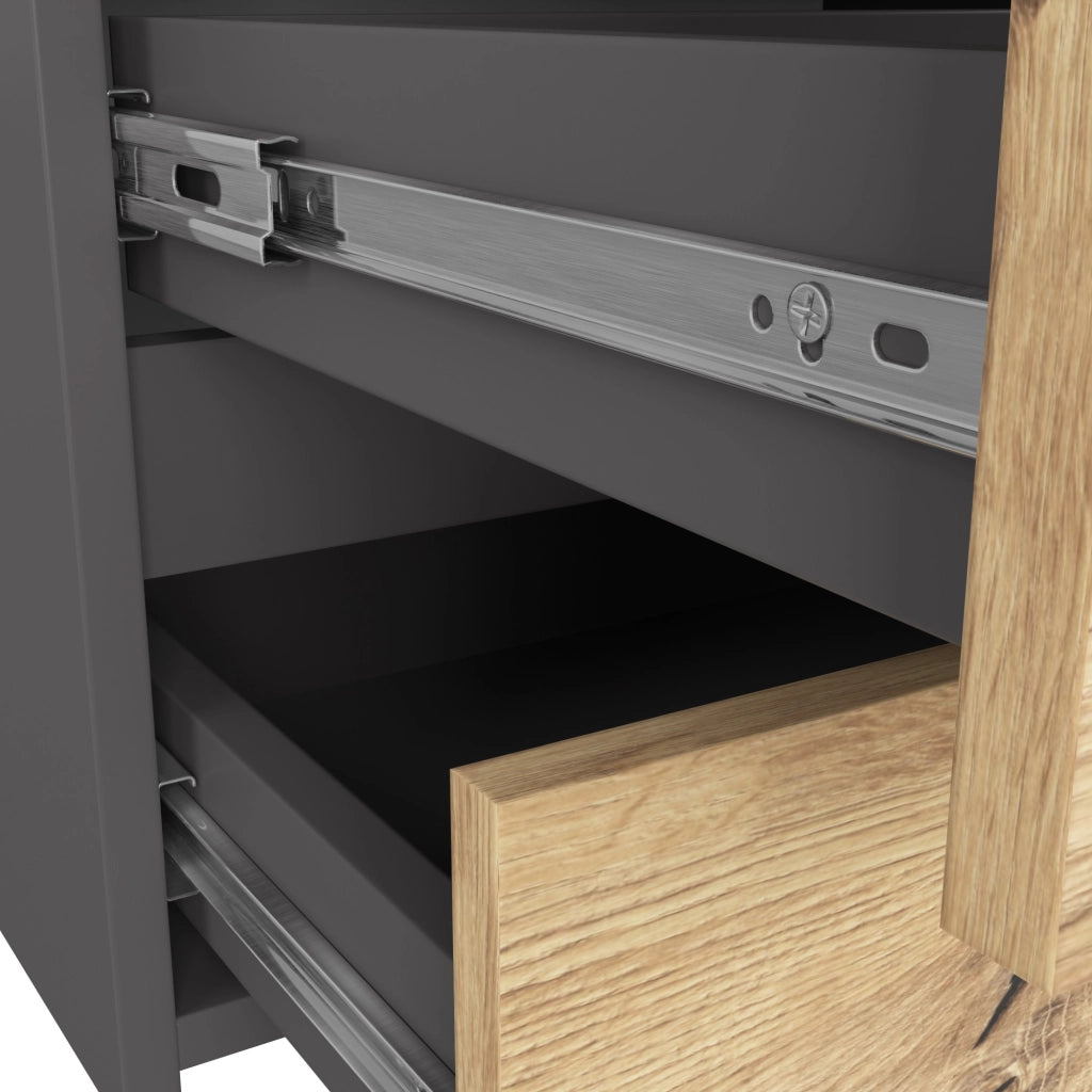 Cassettiera CL100 compatta AKORD Grigia Grafite 100 cm 6 cassetti inserto frontale Quercia Artisan 100x35x57 cm