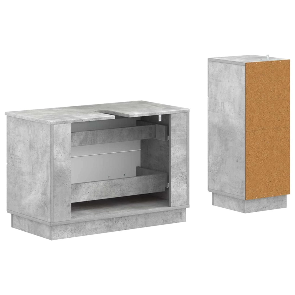 Set di Armadi da Bagno da 2 Pezzi HOORN Grigio Cemento 3417714