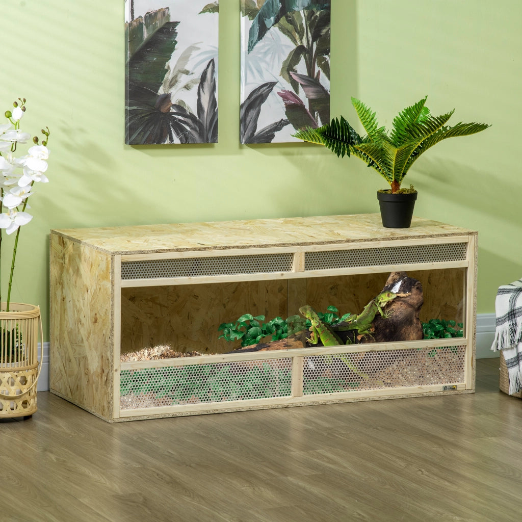 Terrario in Vetro per Rettili e Anfibi ¨C Xylo ¨C Porte Scorrevoli con Griglie Aerazione 120x50x50cm