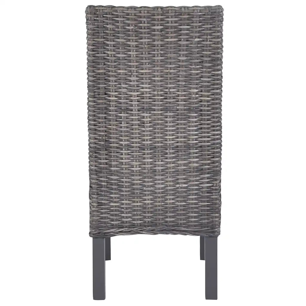 Sedie da Pranzo 2 pz | Sedie da cucina Marroni in Rattan Kubu e Legno di Mogano