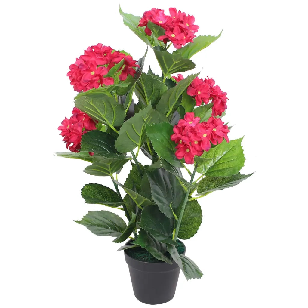 Ortensia Pianta Artificiale con Vaso 60 cm Rossa  cod mxl 62688