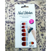 Trade Shop - Nail Art Stickers Rosso Argento Glitter 12 Decorazioni Adesiva Peel Off Unghie -