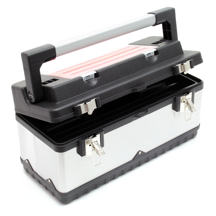 Valigetta porta attrezzi acciaio inox e plastica Cassetta portautensili con maniglia