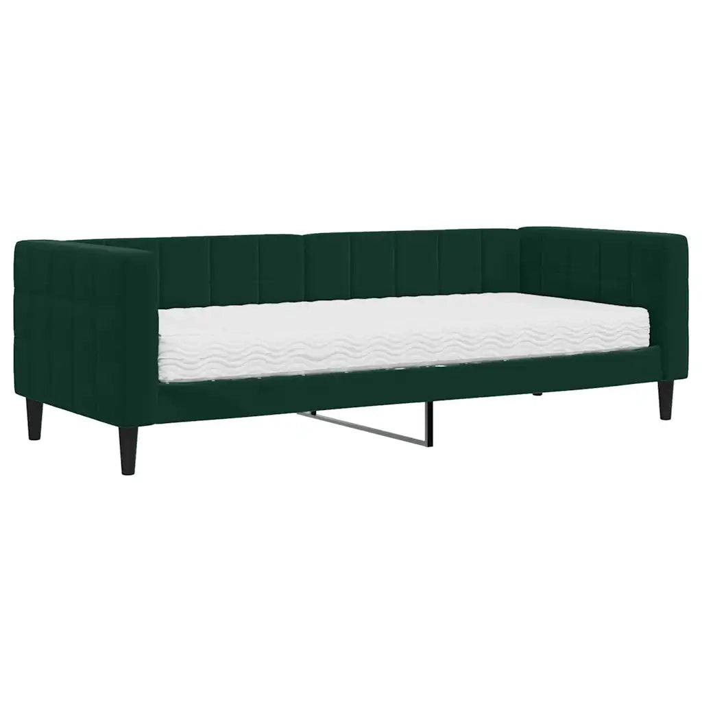 Divano letto | Sof¨¤ letto | Letto singolo con Materasso Verde Scuro 80x200 cm in Velluto