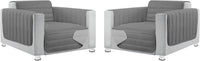 Coppia Set 2 Pezzi Copripoltrona Universale Imbottito Morbido Double Face Elegante Grigio
