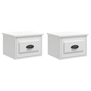 Set di 2 Comodini | Armadio da Notte | Mobiletto da notte a Parete Bianco Lucido 41,5x36x28 cm