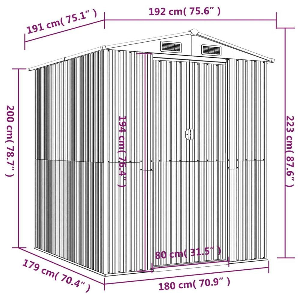 Light Brown Garden Shed, 192x191x223 Cm, Galvanized Steel