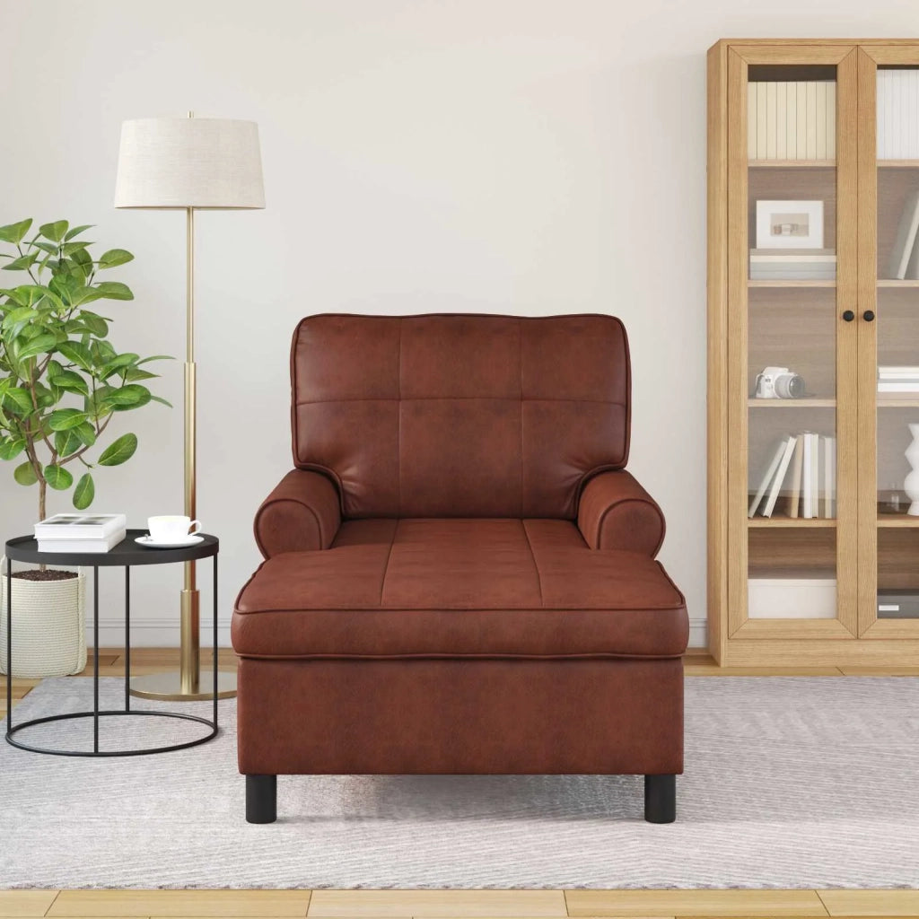 Chaise Lounge Marrone Lucido 91 x 157 x 91 cm Pelle Sintetica