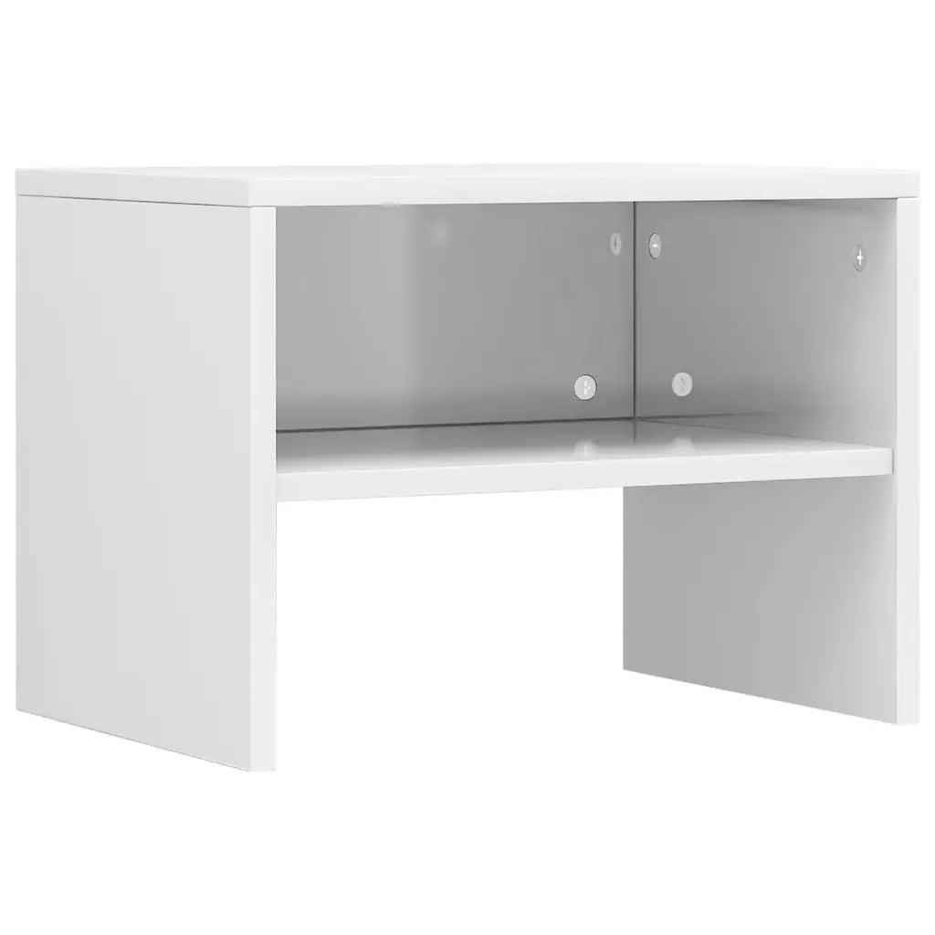 Comodino Bianco Lucido 40x30x30 cm in Legno Multistrato 800075