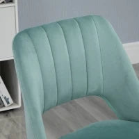 Sedia da Ufficio Ergonomica ad Altezza Regolabile, in Tessuto Vellutato, 49x60x79-91 cm, Verde Petrolio
