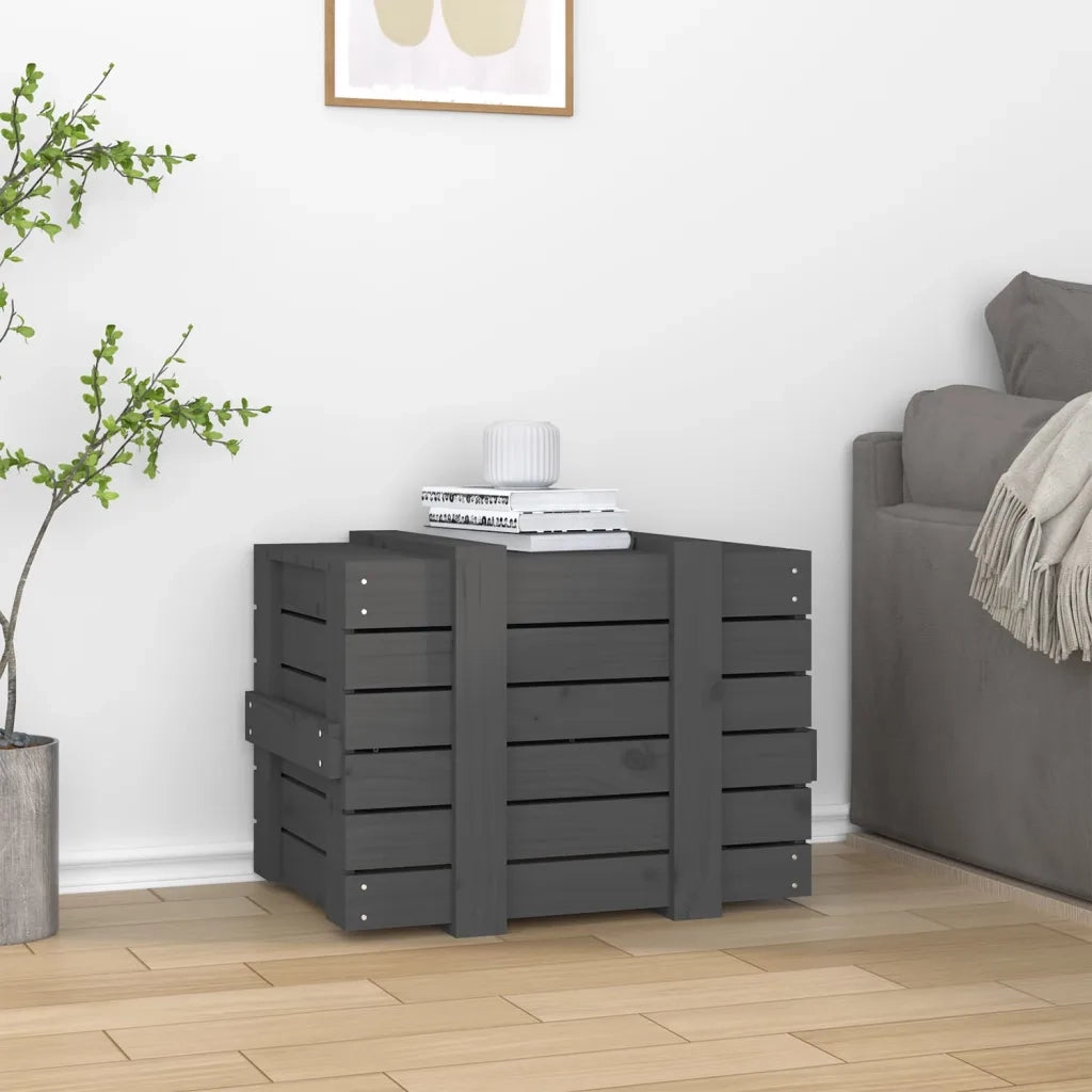 Contenitore Portaoggetti Grigio 58x40,5x42 cm Massello di Pino 824995