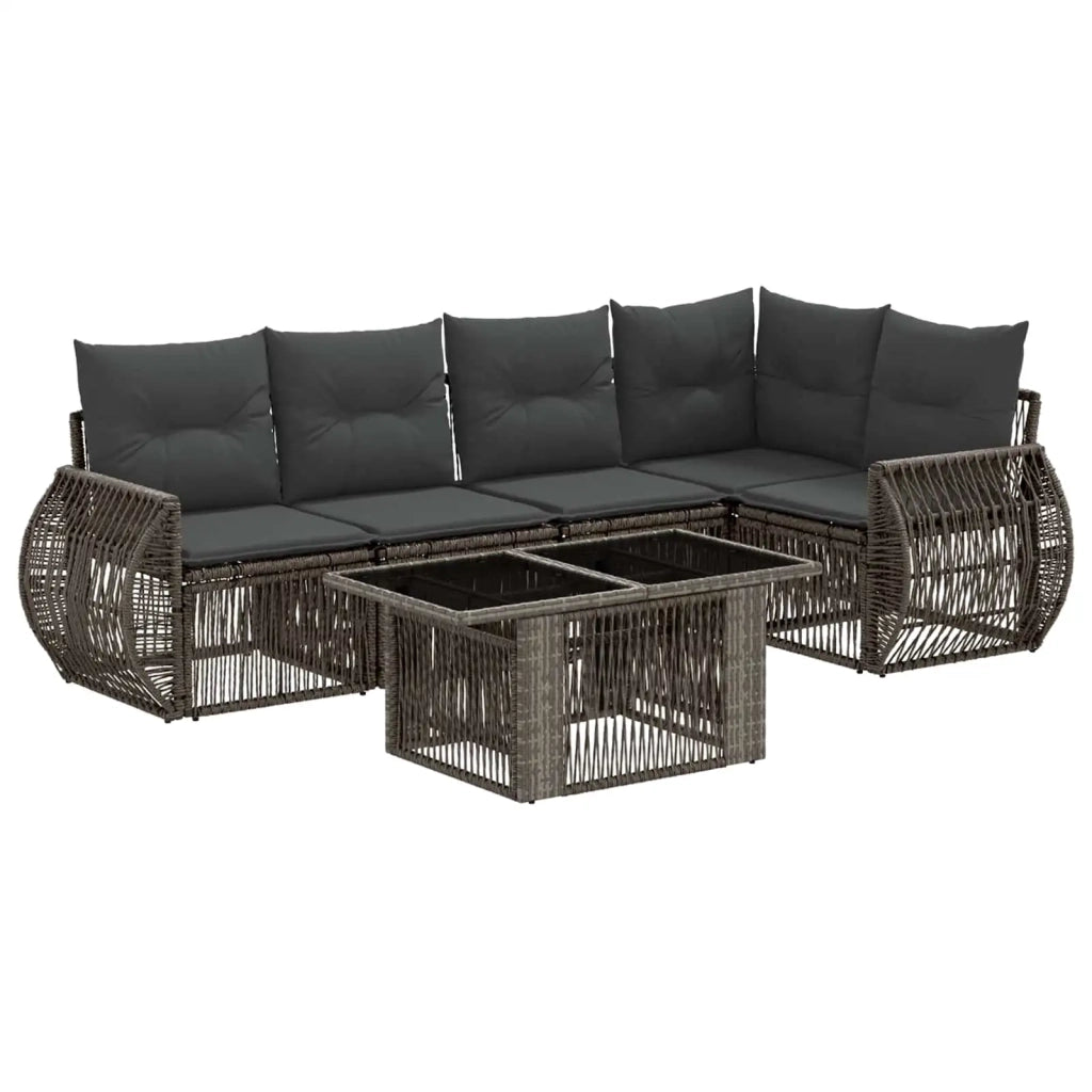 Set Divano da Giardino 6 pz Grigio e Grigio Scuro polyrattan 3436943