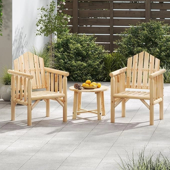 Poltrona da Esterno in Legno, Sedia da Pranzo per Patio con Braccioli e Schienale Alto Inclinato per Veranda, Cortile, Giardino, Patio e Bordo Piscina, Portata 150 kg (Naturale)