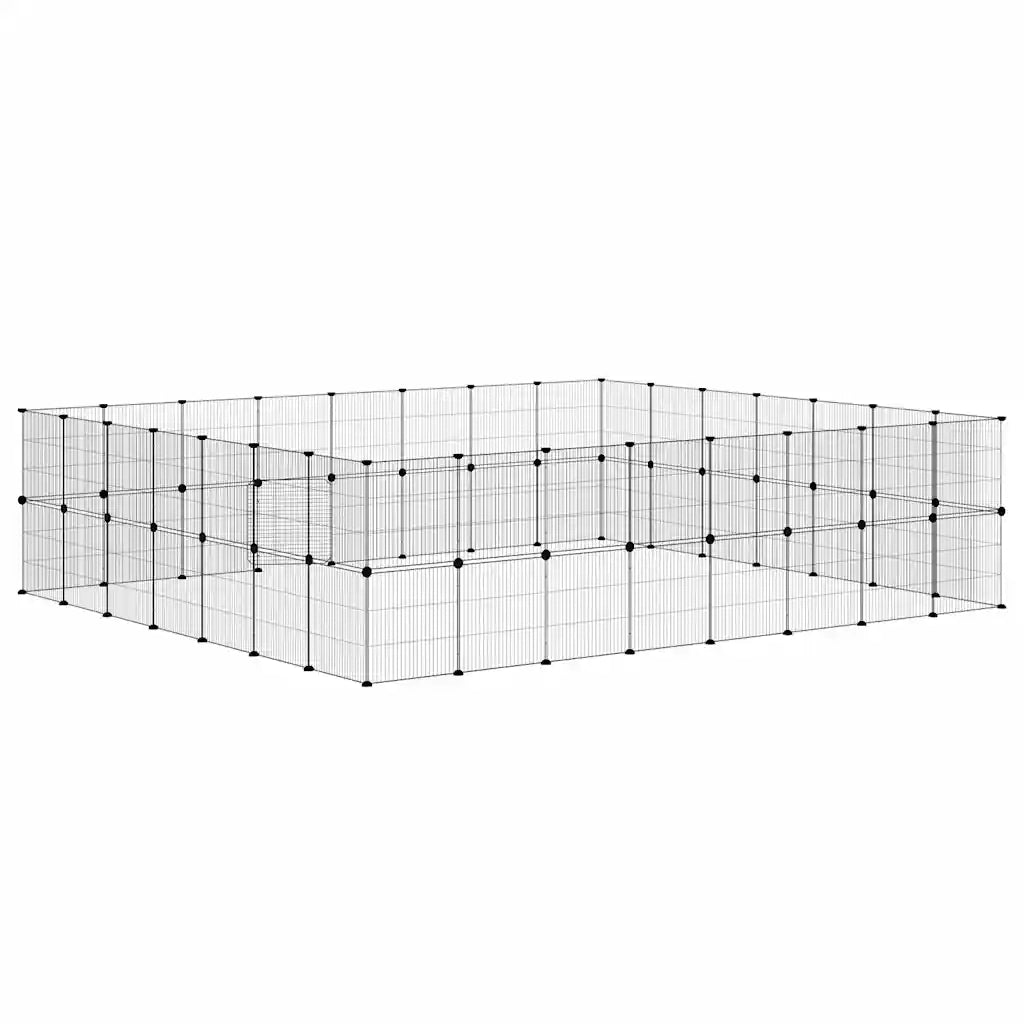Gabbia per Animali 60 Pannelli con Porta Nera 35x35 cm Acciaio