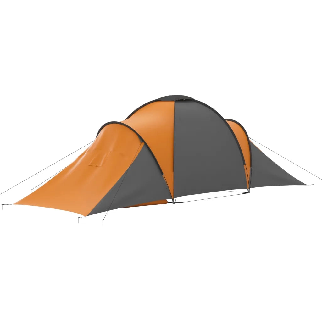 Tenda da Campeggio 6 Persone-Tenda per Escursionismo in Tessuto Grigio e Arancione