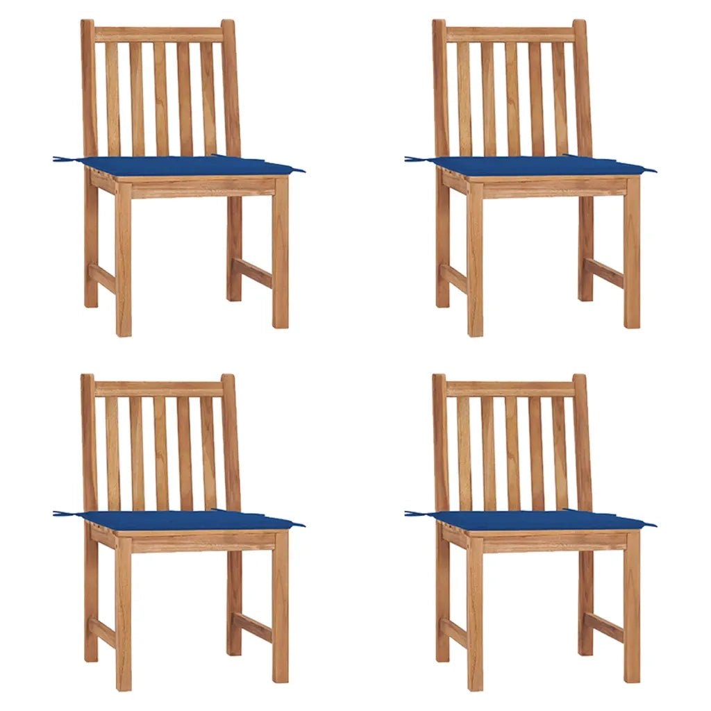 Sedie da Giardino 4 pz con Cuscini in Legno Massello di Teak cod mxl 8375